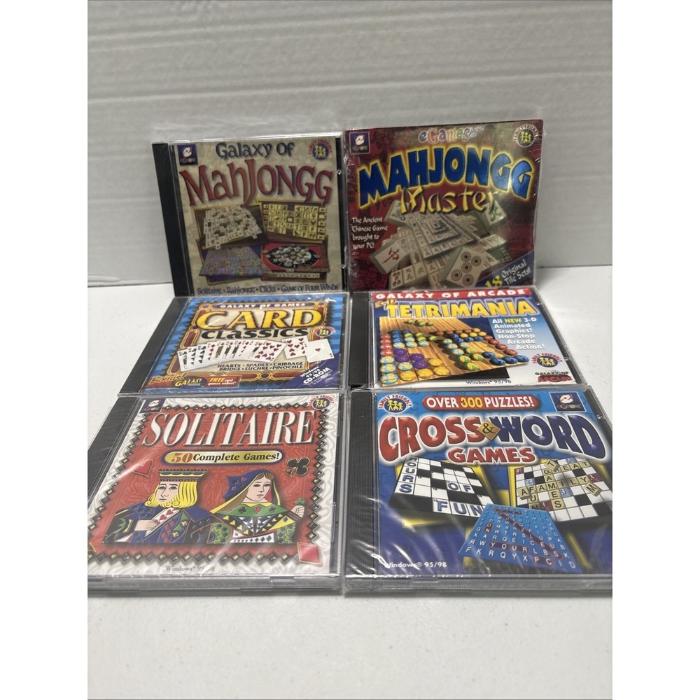 Lot Of 6 PC CD ROM Games 5 Sealed Including Both Mahjong Great Lot Great Price